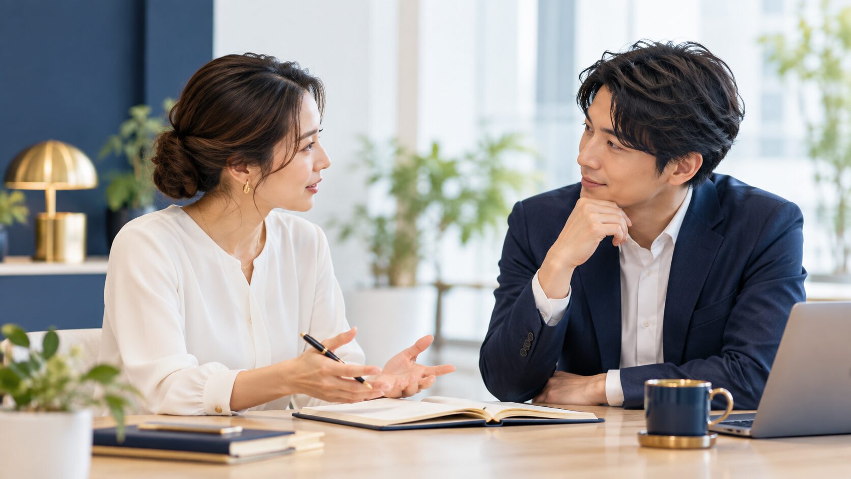 相談相手と対話するリーダーと同僚